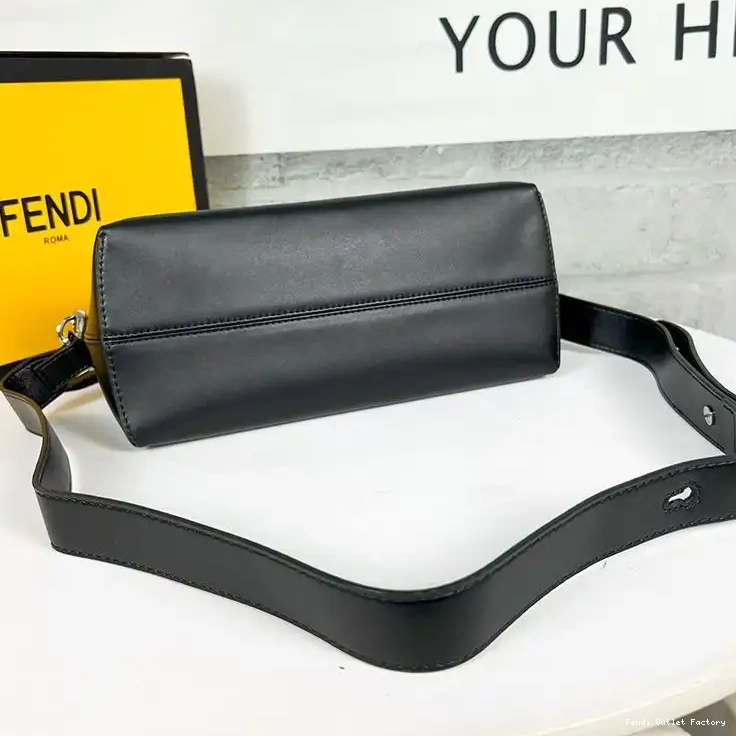 Cheap HOT Black Boston By Medium Logo The Bag Leather Way ROMA Fendi In Calf 0403